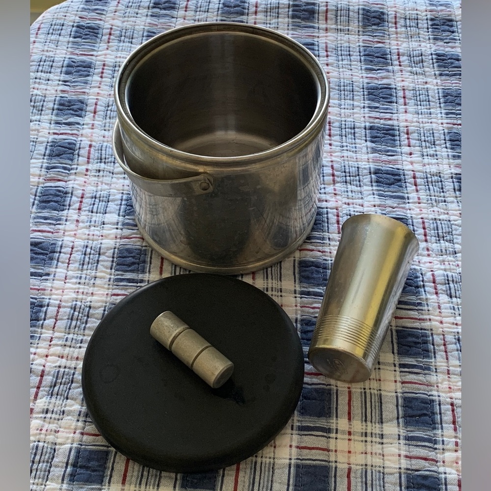 Vintage Aluminum Ice Bucket and West Bend Tin Drinking Glass